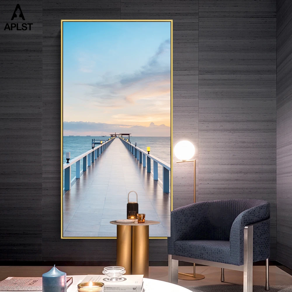 Настенные плакаты Sunrise Sea Ocean на холсте Современная Большая фотография с