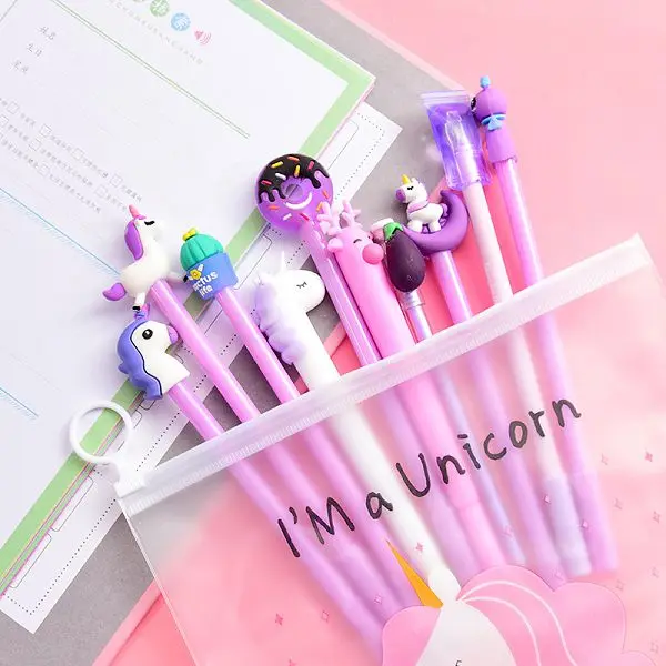 10 шт гелевые ручки, Tinta, гелевые Em Caneta, милые ручки для школы, милый единорог, Розовая пантера, корейские Lapiceros, Kawaii Cancelleria - Цвет: Purple unicorn