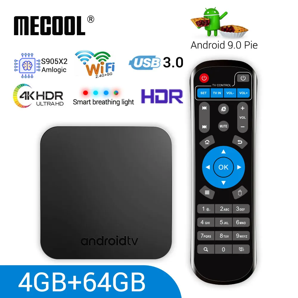 

2019 Android 9.0 Mecool KM9 TV Box 4GB RAM64/32GB ROM S905X2 4K Media Player DDR4 2.4G/5G Dual WiFi BT4.1 Smart Set Top Box