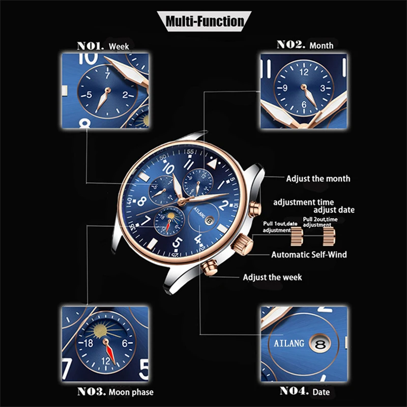 Ailang أعلى العلامة التجارية الطيار الرجال الميكانيكية ووتش للماء الأسود مضيئة ساعات أوتوماتيكية اليد ساعة الذكور Relogio Masculino Ailang أعلى العلامة التجارية الطيار الرجال الميكانيكية ووتش للماء الأسود مضيئة ساعات أوتوماتيكية اليد ساعة الذكور Relogio Masculino
