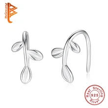BELAWANG новые модные ювелирные изделия 925 стерлингового серебра листья серьги маленькая ветка серебряные серьги гвоздики для женщин подарок для девочек