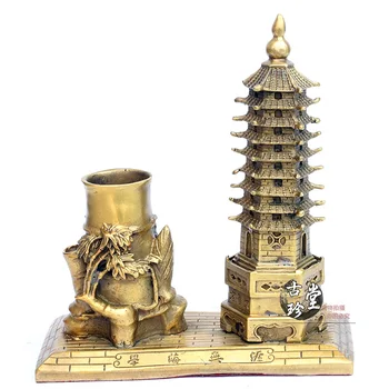 

Pure copper Wenchang tower pen holder ornaments steadily rising nine bronze decoration gift gifts crafts