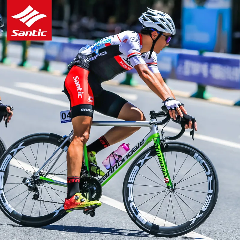 Santic мужские Профессиональная гоночная команда Велоспорт набор 2017 Тур де Франс Велоспорт скафандр 4D хлопка-ватник дышащий MTB велосипед Джерси наборы
