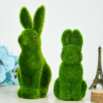 

Variety Size Green Moss Rabbit Artificial Flower Plant Fake Cute Table Home Decorative Simulation Animal Photograph props