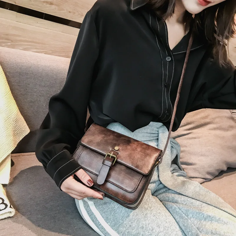  JIAMEN New Vintage Women Flap Fashion Casual Leather Shoulder Bags Lady Crossbody Messenger Bag Ele - 32951247936