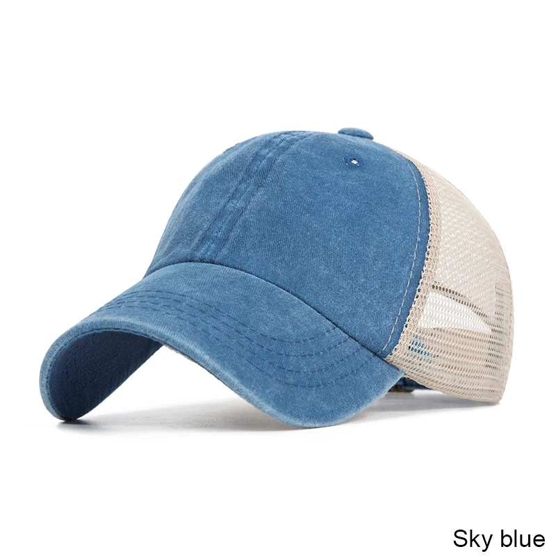 TRUENJOY, бейсболки для женщин и мужчин, дышащая сетка, конский хвост, спортивные кепки, унисекс, летняя Солнцезащитная шляпа для женщин, Кепка - Цвет: sky blue