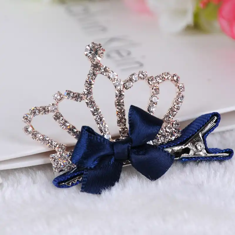 Girls Rabbit Ears Princess Hairpin Baby Hair Clip Rhinestone Crown Bowknot