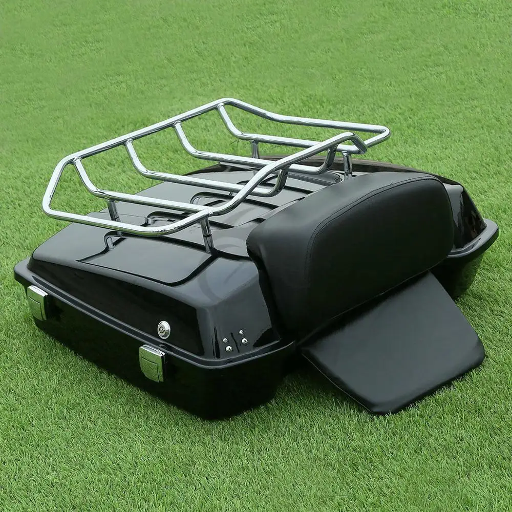 

Motorcycle Razor Tour Pak Pack Trunk +Top Rack & Backrest For Harley Touring Road King Glide 97-13