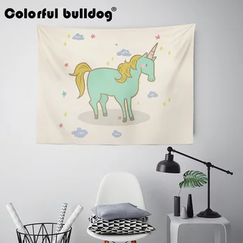 

Pink Unicorn Magic Tapestry Diamond Flower Tulip Rainbow Wall Hanging Bohemian Dorm Home Decoration Blanket Rectangle Polyester