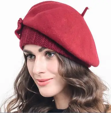 Women French Berets 100% Wool Beret Warm Beanie Skullcap Winter Hat ...