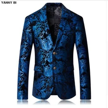 Мужской модный танцевальный Блейзер Пальто мужской узор бизнес дела свадьба сцена с длинным рукавом костюм куртки тонкое пальто