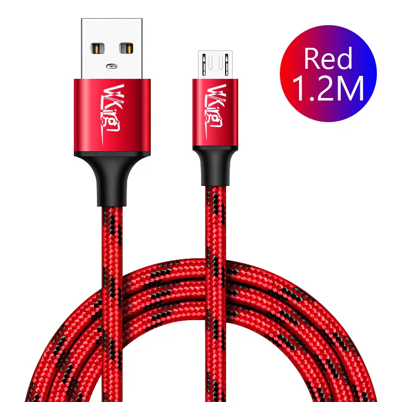 VVKing Micro USB кабель 2.4A нейлон Быстрая зарядка USB кабель для передачи данных для samsung Xiaomi LG планшет Android мобильный телефон usb зарядный шнур - Тип штекера: Red-1.2M