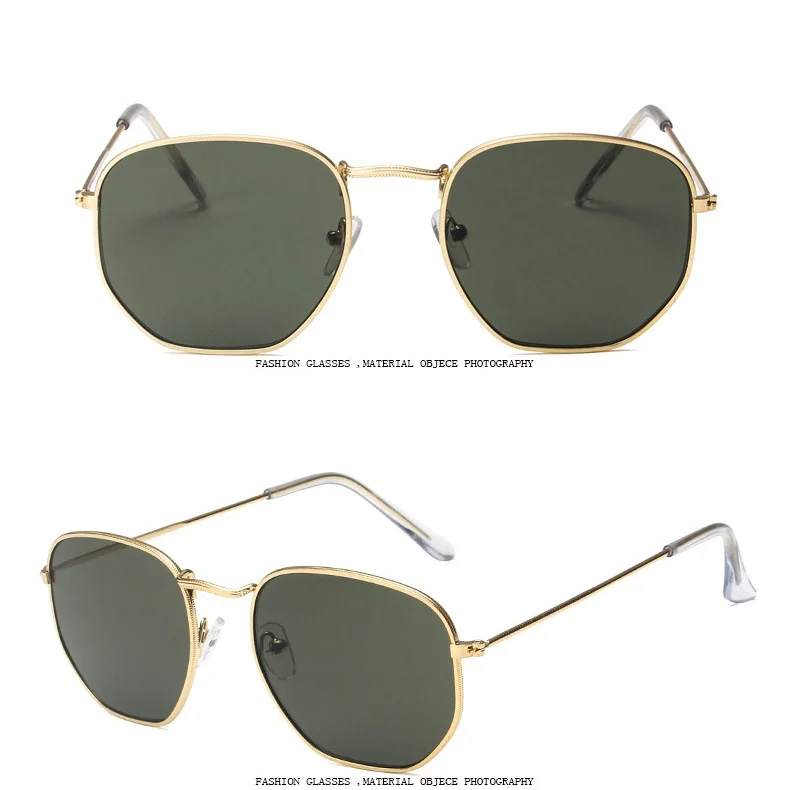 Винтажные Квадратные Солнцезащитные очки для женщин и мужчин, Ретро стиль, классические черные солнцезащитные очки для женщин и мужчин, роскошные брендовые дизайнерские солнцезащитные очки - Цвет линз: Gold-Dark Green