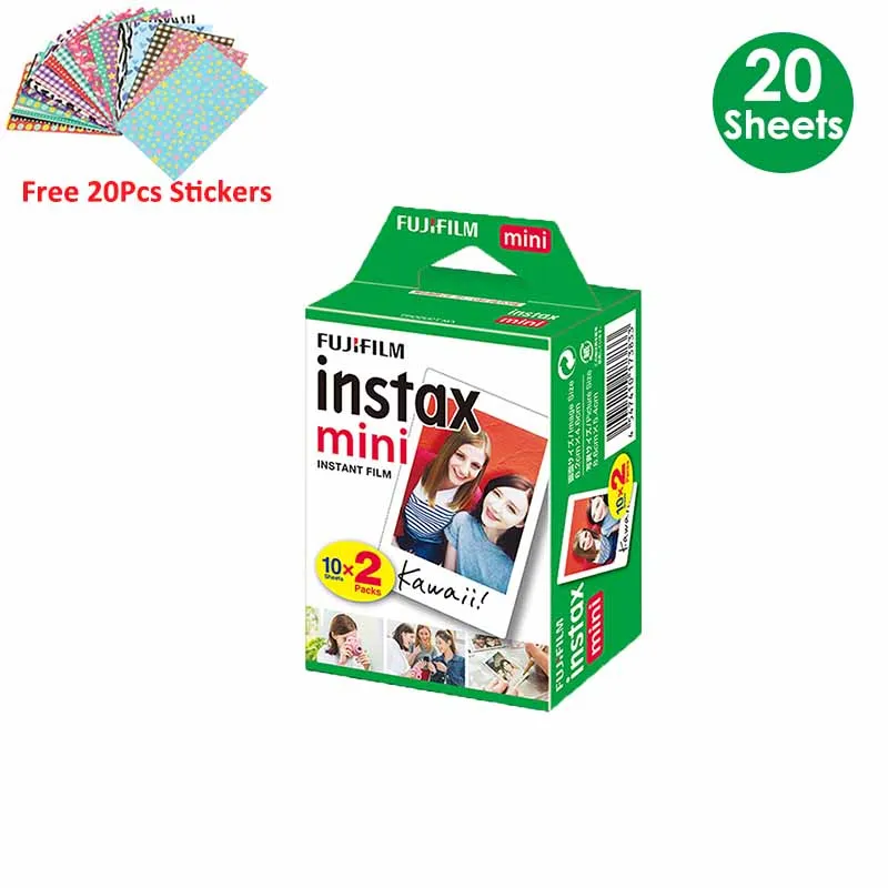 Fujifilm Instax Mini Film White 10 20 40 60 80 100 Sheets For FUJI Instant Photo Camera Mini 11 Mini 9 8 7s 70 + Free Stickers 