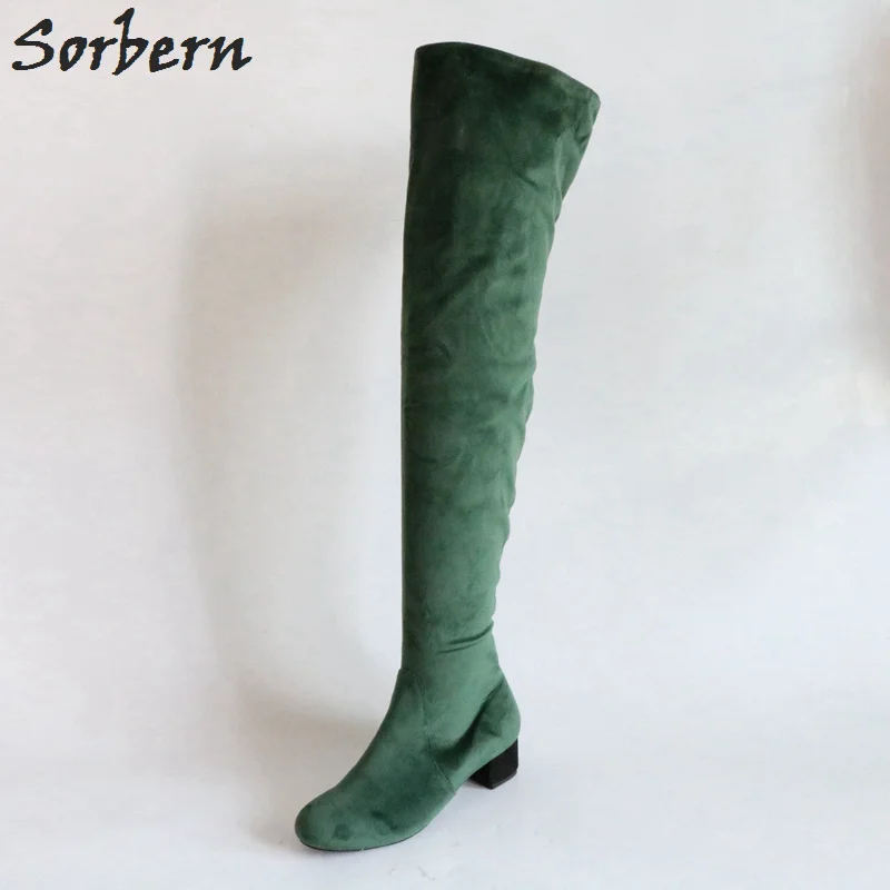over the knee boots with thick heel