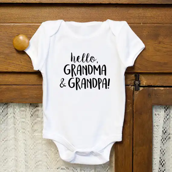 hello grandma and grandpa onesie