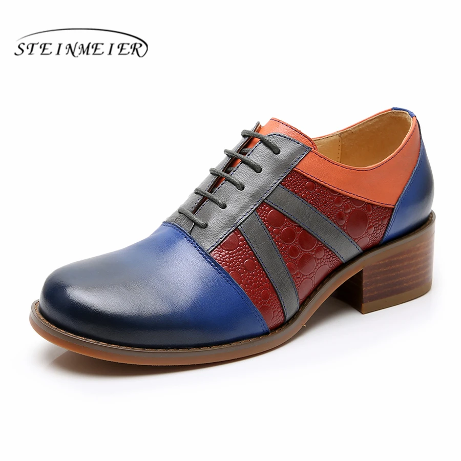 

Yinzo Women genuine leather oxford pumps shoes vintage brogues lady casual Pumps oxford heels shoes for women 2019 spring