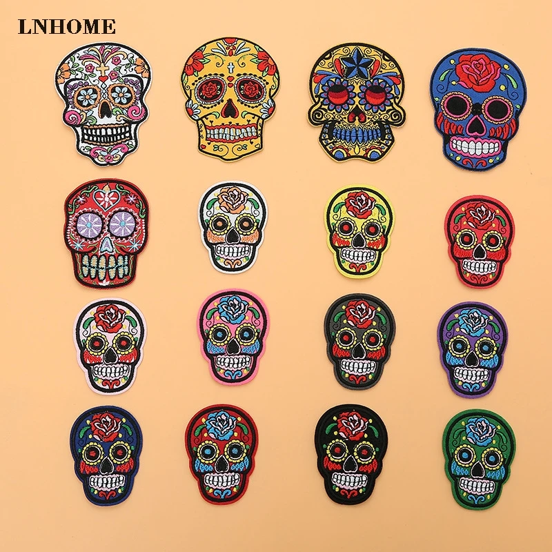 DIY Embroidered Cloth Iron On Patch Sew Motif Applique skull BLCAFBES DIY Embroidered Cloth Iron On Patch Sew Motif Applique skull BLCAFBES