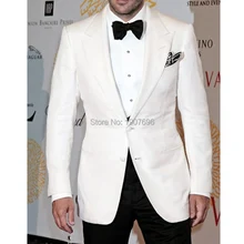 White Wedding Men Suits Groom Tuxedos Peaked Lapel Two Piece Jacket Black Pants Tailor Made Man Blazer White Wedding Men Suits Groom Tuxedos Peaked Lapel Two Piece Jacket Black Pants Tailor Made Man Blazer