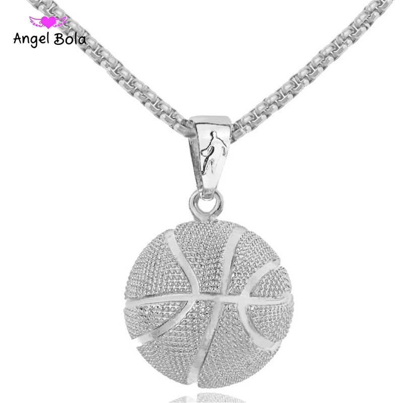 3D Basketball Fans Pendant Necklaces Sports Hip Hop Jewelry Stainless