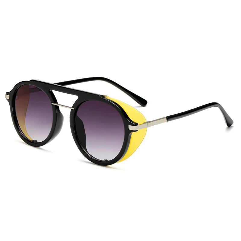 Винтажные Новые Круглые Солнцезащитные очки женские модные очки в стиле стимпанк мужские брендовые дизайнерские очки с разноцветными линзами UV400 Gafas De Sol - Цвет линз: black gradual grey