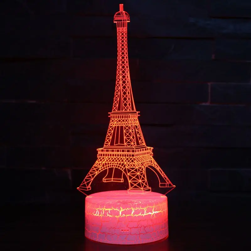 

Love Bear Paris Tower 3D Light Creative Night Light Colorful LED Visual Light Valentine's Day Birthday Gift Table Lamp