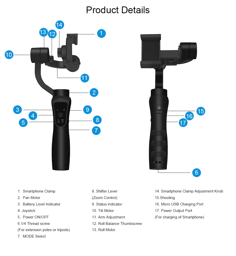 SOOCOO Gimbal устойчивая платформа 3-осевая стабилизированная портативный монопод с шарнирным замком расширение мобильного телефона стабилизатор видео стабилизатор Поддержка уход за кожей лица фон для фотосъемки