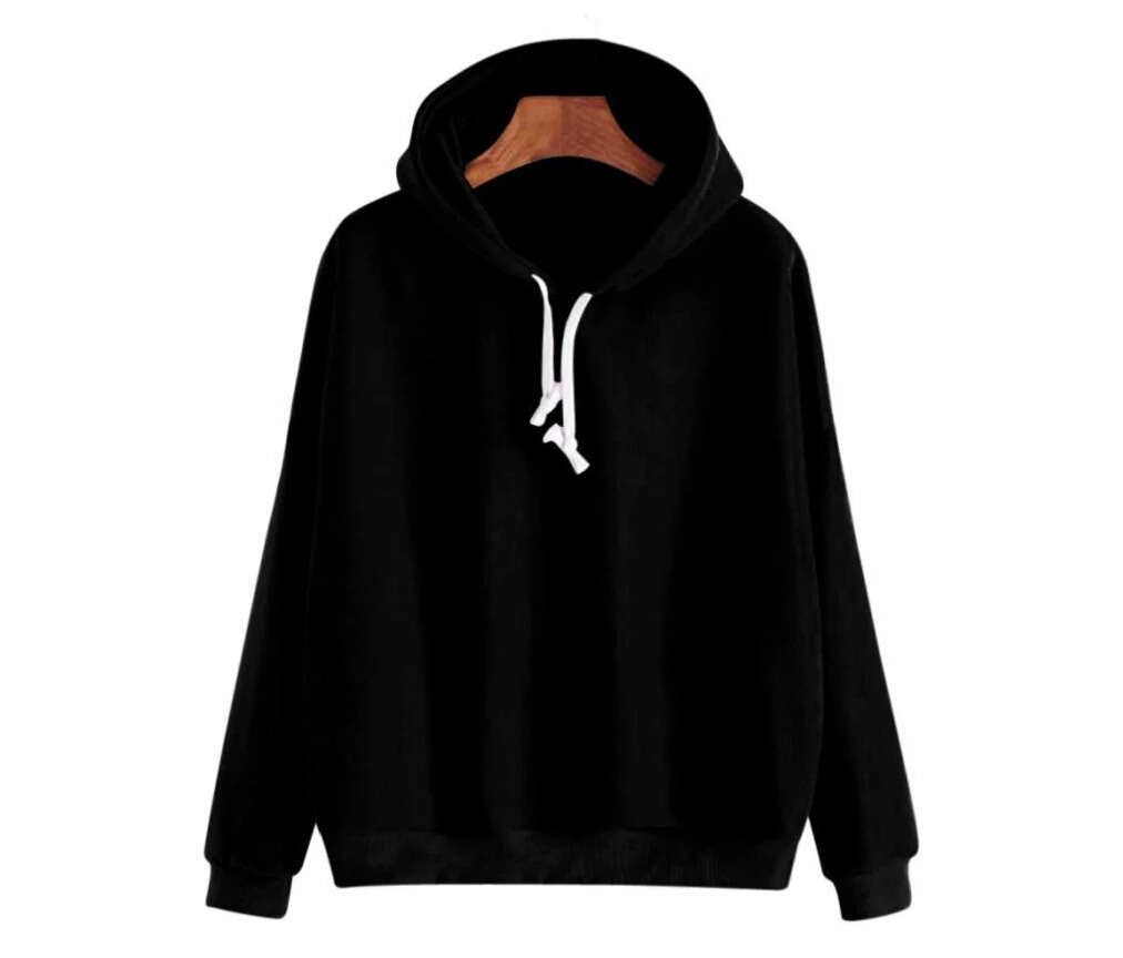 Мужская Женская толстовка с капюшоном, повседневный однотонный спортивный пуловер с капюшоном, S-XXL - Цвет: Черный
