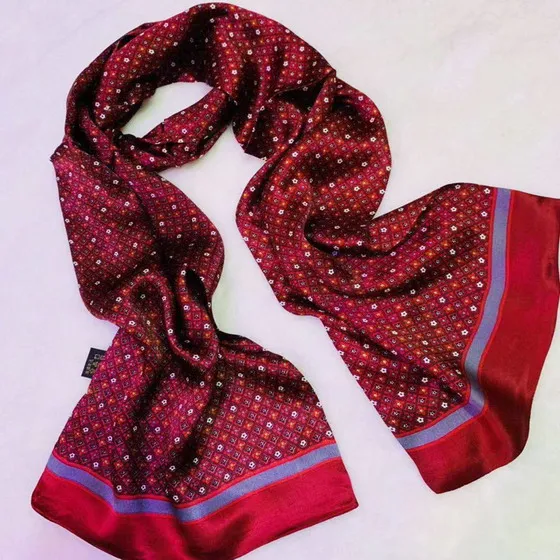 Винтажный шелковый шарф мужской модный цветочный узор с узором пейсли двухслойный Шелковый Атласный шейный платок#4091 - Цвет: 90