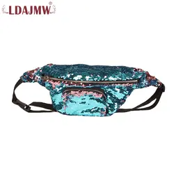 LDAJMW Colorful Sequins Waist Bag Women Men Belt Bag Women's Purse Cell Phone Pocket Fanny Pack Crossbody