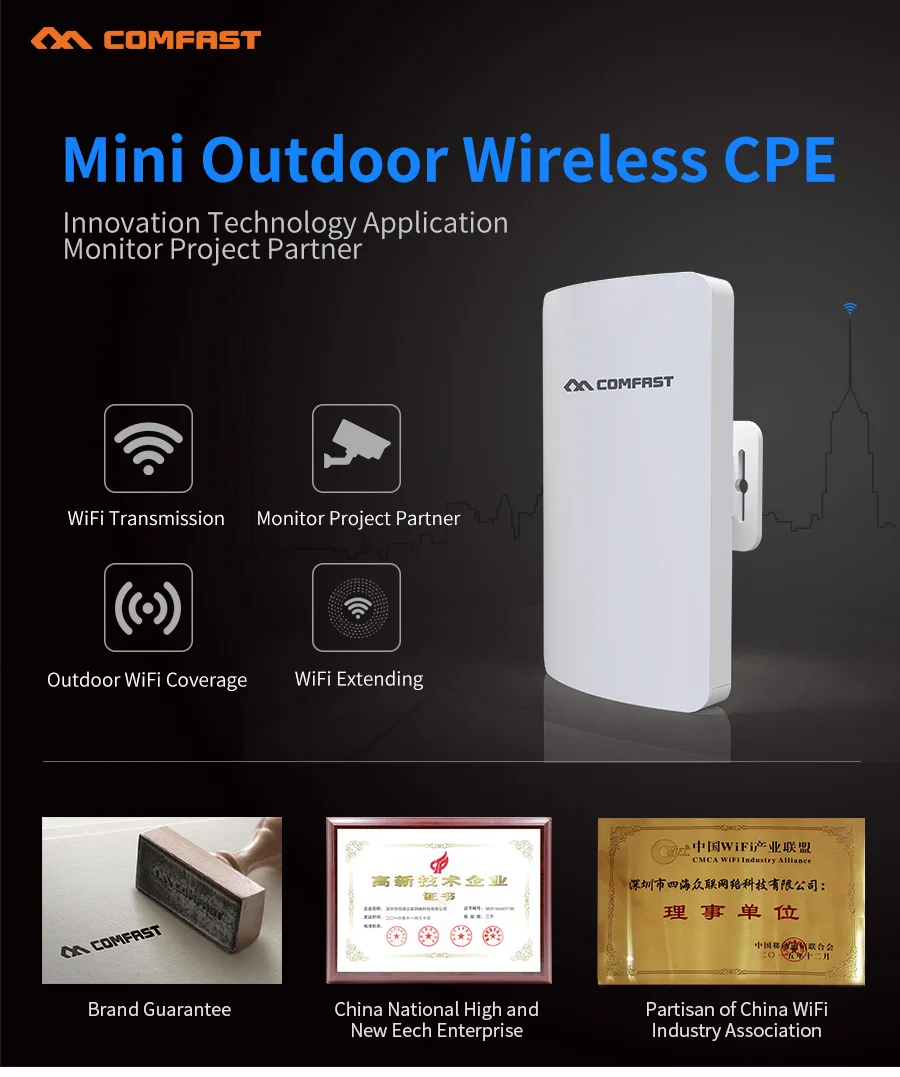 300Mbps Điểm Truy Cập Không Dây Ngoài Trời CPE Router WIFI Khuếch Đại WIFI Comfast CF-E110N WIFI Cầu Nanostation WI-FI wifi modem amplifier