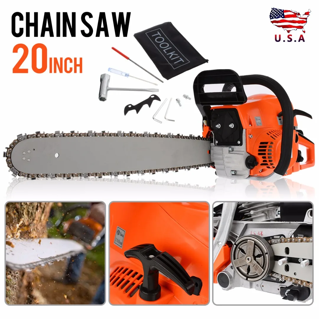 

1 set New Gasoline Chainsaw 52cc Engine 20" Bar Petrol Chain Saw Woodworking Garden Power Tools