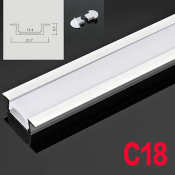 

C18 6 Sets 50cm U Shape Recess LED Aluminum Channel System With Diffuse Cover End Caps Aluminum Profile for LED Bar Lights