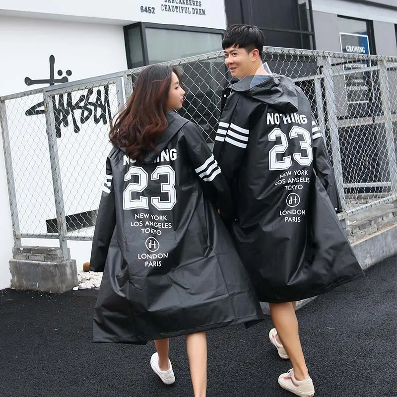 Корейская мода пара плащ прозрачный ЭВА-Пластик напечатаны плащ пончо утолщение Длинные взрослые Пешие прогулки дождевик