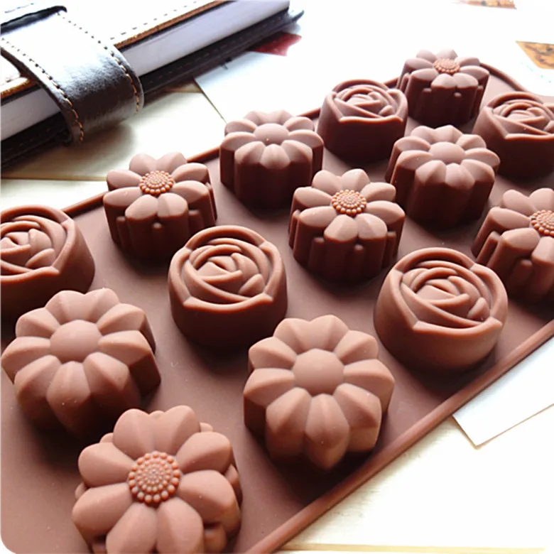 

silicone cake mold for 15 new roses sold chocolate ice cube mold colour random