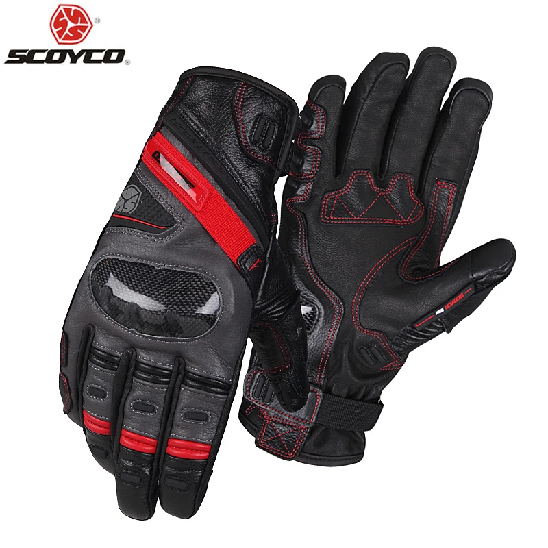 

SCOYCO Motorcycle Gloves Carbon Fibre Leather Motocross Gloves Windproof Winter Warm Moto Touch Screen Gloves ,G02
