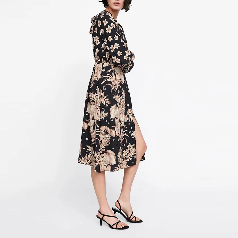 Женское платье с длинным рукавом Wonder Spring винтажное миди цветочным принтом