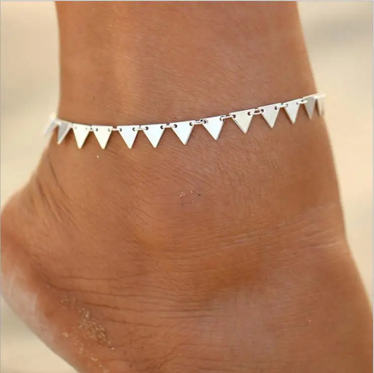 Новый богемный Треугольники Геометрия ножной браслет цепь ноги ножной браслет летний браслет Шарм ножной браслет кисточкой сандалии Пляж