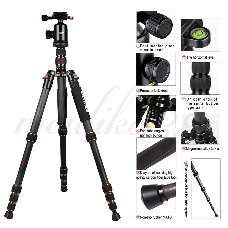 Zomei-Z699C-Professional-Carbon-Fiber-Travel-Tripod-Monopod-with-Ball-Head-Stand-for-Camera-Camcorder(1)