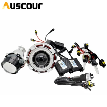 

2.8 inch bixenon Projector lens with dual DRL led day running angel eyes shrouds hid xenon ballast bulb car assembly kit