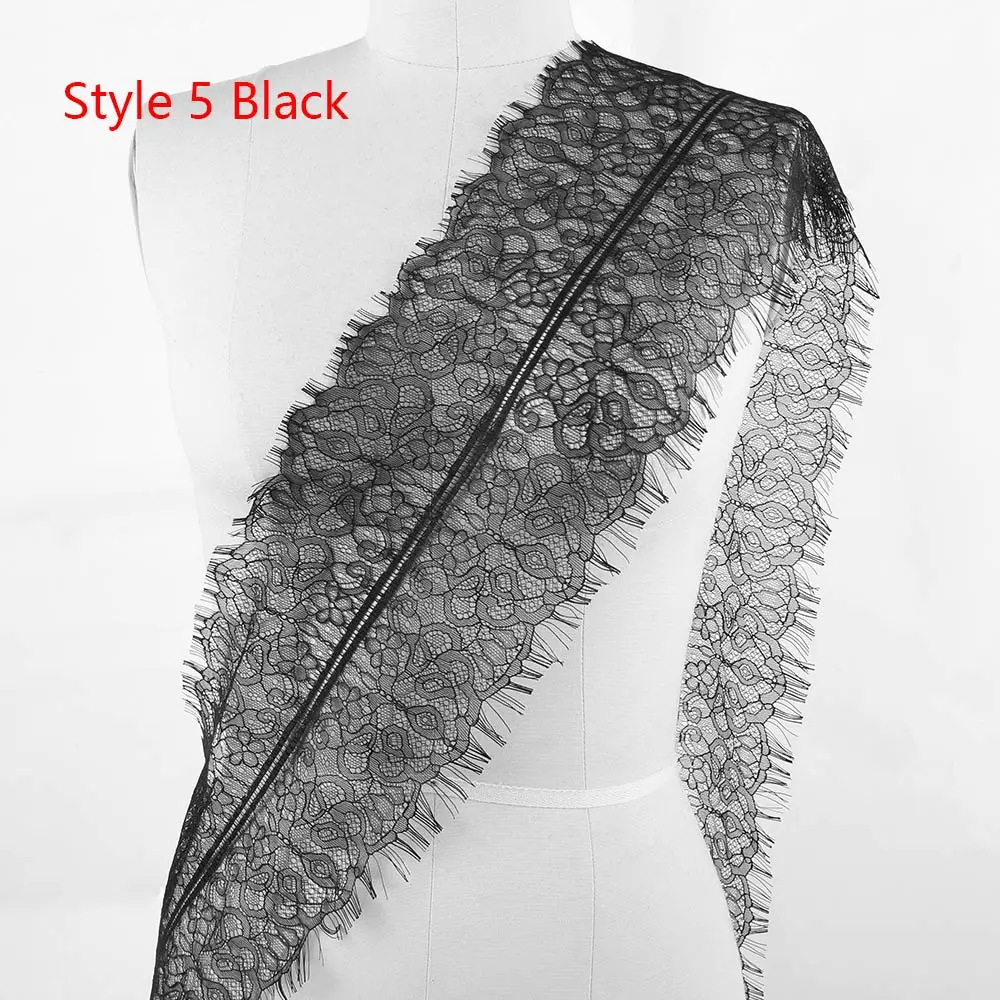 3 ярдов классические ресницы отделка кружевом черный и белый мягкий цветочный классический кружевной отделкой украшения ремесла шитье для украшения платья - Цвет: black 5