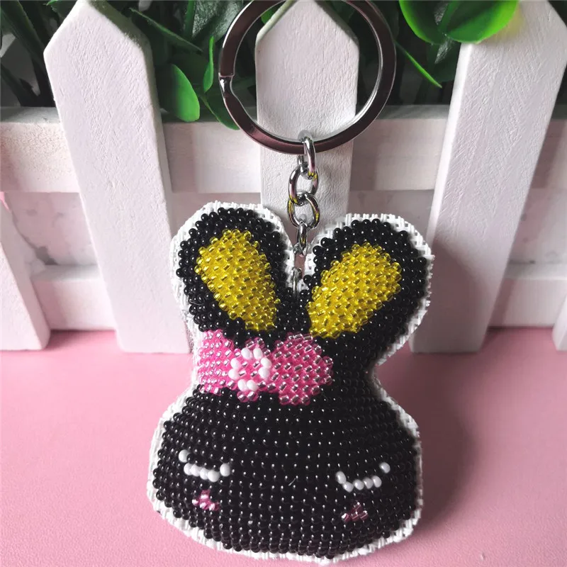 

SMX010 DIY Needlework Beaded Craft Bead Cross Stitch Set Key Chain Stamped Needlework Embroidery Printed Cross-Stitching Kit