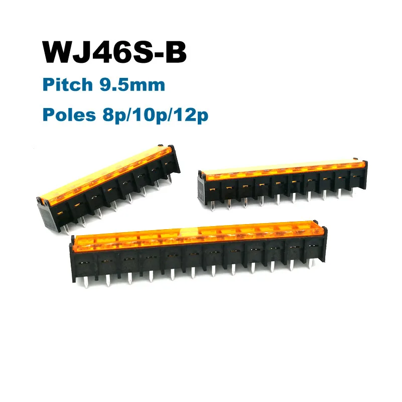 barrier screw pcb terminal block 46s-b with cover pitch 9.5mm