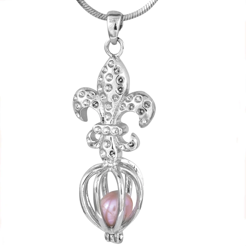 

Lovely Charms Pendant Necklace Jewelry Accessory, 5 Pcs Anchor Shape Silver Pearl Cage Pendant, Wishing Beads Pendant CP101