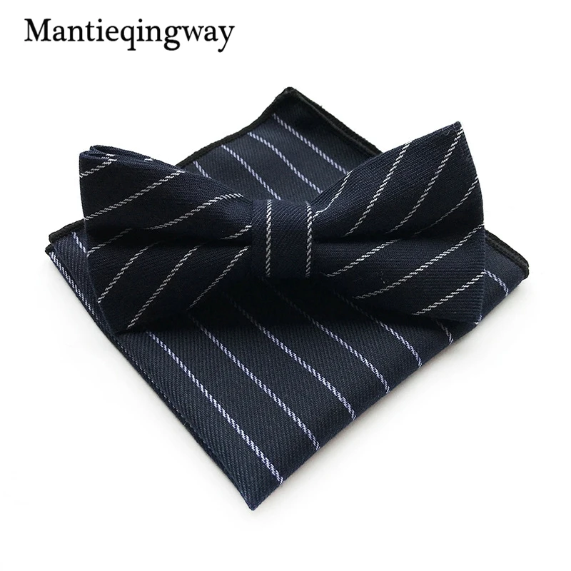 Mantieqingway Галстуки Костюмы Для Мужчин's платки Bowties плед платок для свадьбы Бизнес Хлопок Боути Платки носовые для девочек комплект