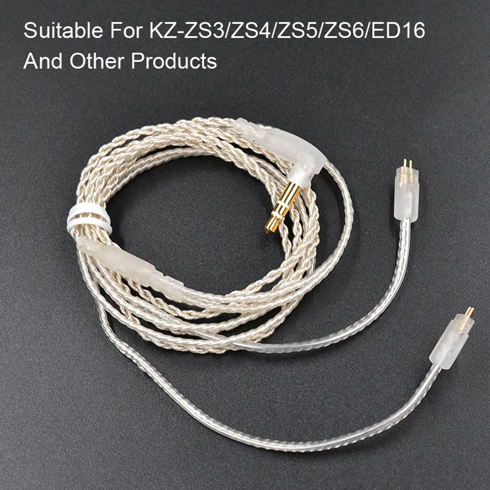 Плотным верхним ворсом KZ ZS10/ZSA/ZS6 серебряный Обновление наушников кабель съемный аудиокабель 3,5 мм 3-сваевыдрегиватель 0,75 мм 2 контактный разъем для наушников провода для ZS5/ED16