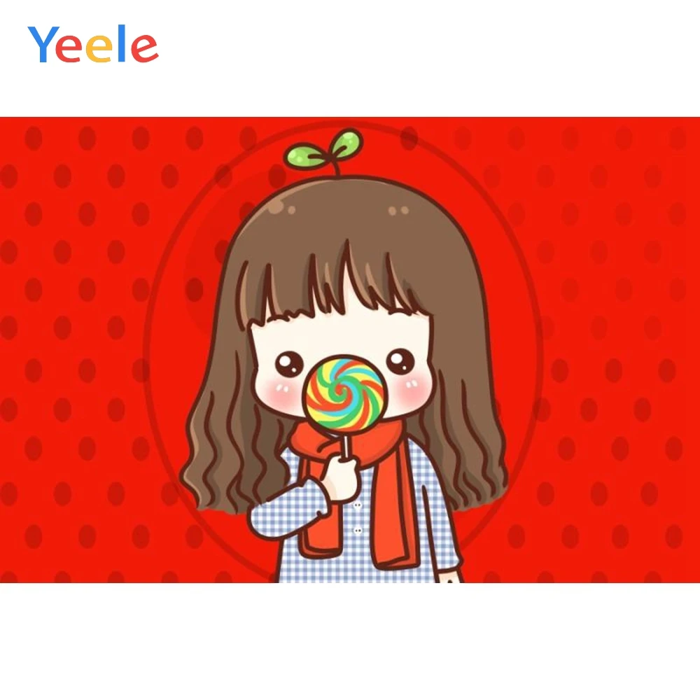 Yeele Cartoon Red Baby Girls Lollipop Backdrops Photography Background Customized Photographic Backdrop For Photo Studio | Электроника