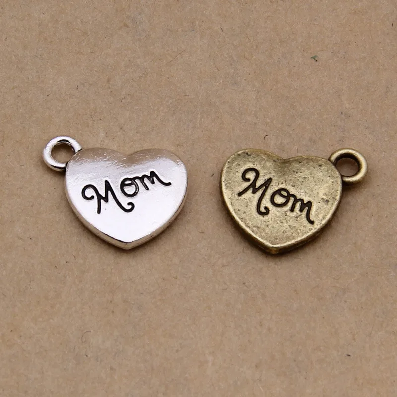 Daisies 100pcs 15*13mm Vintage Metal Heart Letters "Mom
