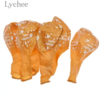 

Lychee Life 100pcs Happy Birthday Latex Balloons Colorful Heart Print Balloon Birthday Party Decoration Supplies