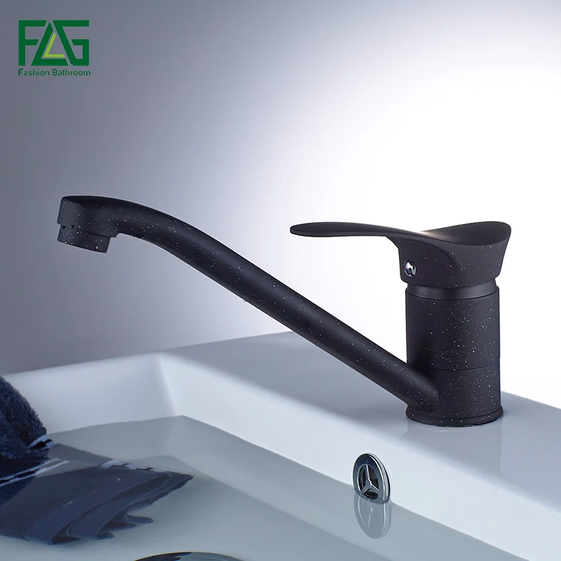 

FLG Black Basin Faucets Cold and Hot Water Kitchen Sink Faucet Single Handle 360 Rotation Bathroom Taps 258-33BW